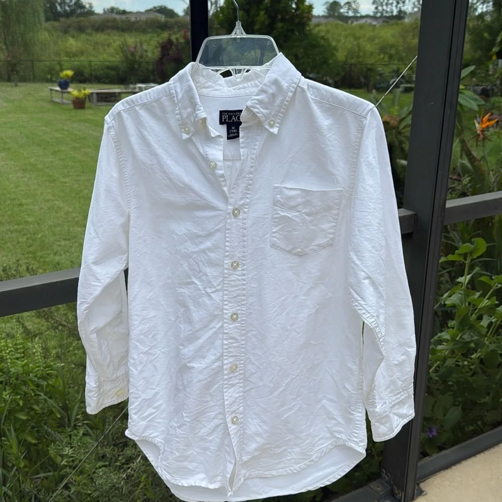 The children’s place White medium 7/8 button down Dress Shirt long sleeve